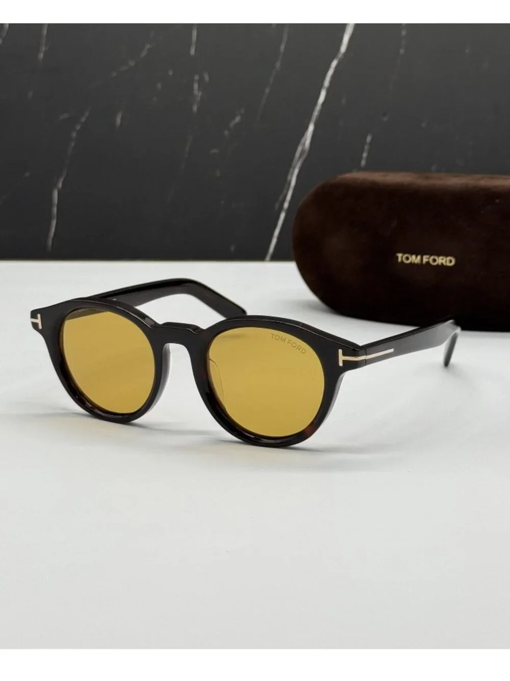 NWT Tom Ford FT1123-D 52E Black Yellow Sunglasses Authentic
